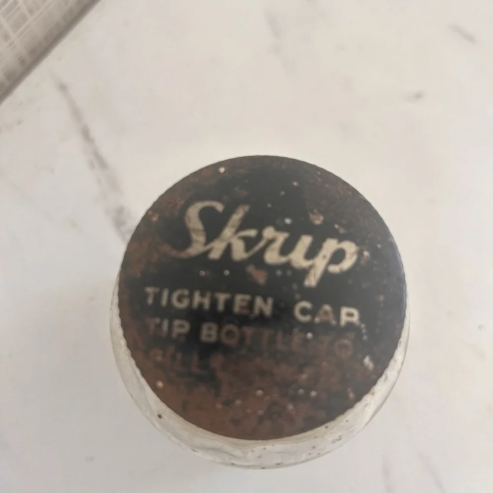 Vintage Sheaffer's Skrip‎ Washable Melon Red 94 Empty Jar With Metal Lid BxA